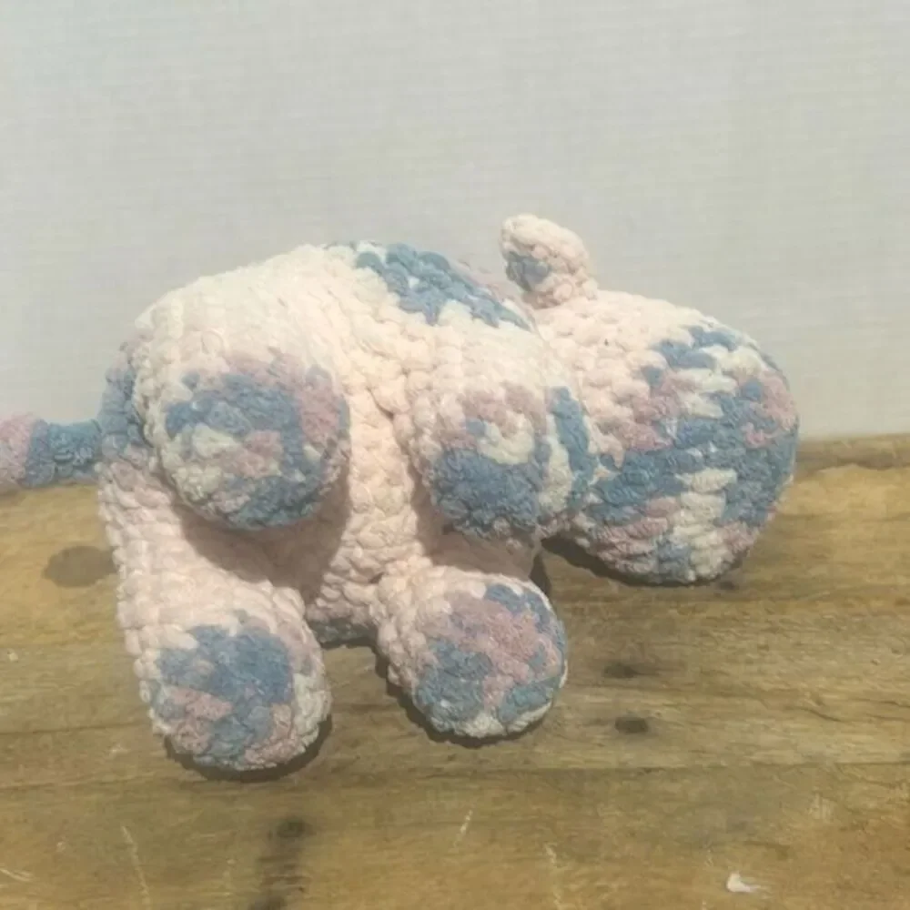 Handmade crochet cow plushie stitched soft animal plush‎ baby pink blue
